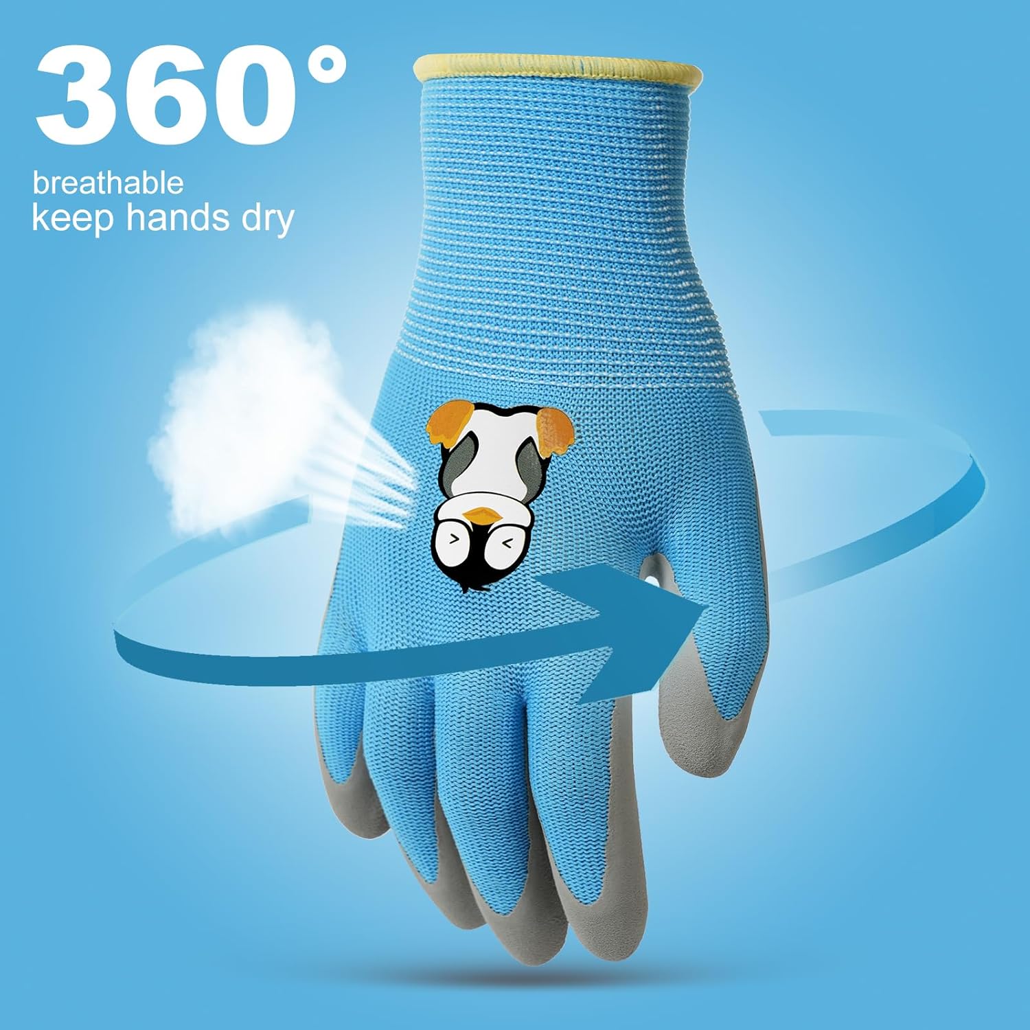 3 paires de gants de jardinage de sécurité pour enfants de 5 à 8 ans, paume en caoutchouc imperméable et résistante aux taches pour protéger les mains - 4