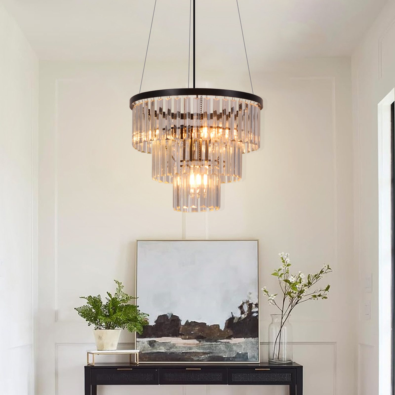 Suspension Rétro E27 Noir Et Blanc - Lampe Salon, Métal, 35cm Diamètre, 140cm Hauteur