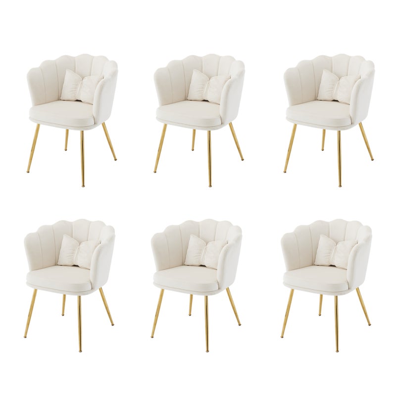 Zestaw 6 krzeseł do jadalni z aksamitu – 62 x 54,5 x 77 cm – z oparciem – nogi metalowe – beżowe