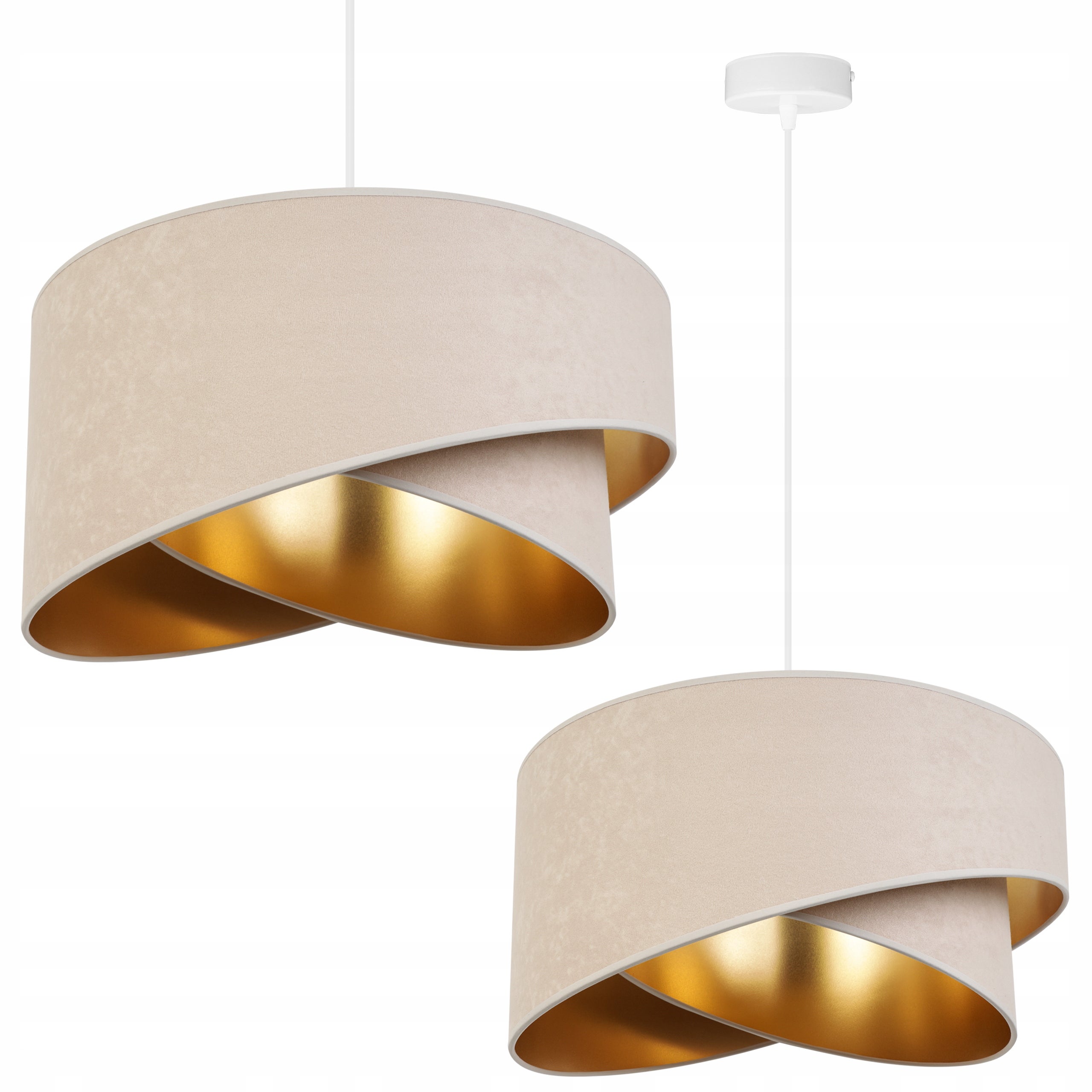 Lampa sufitowa wisząca Hella 1xE27 abażur beżowa/złota Light Home LH
