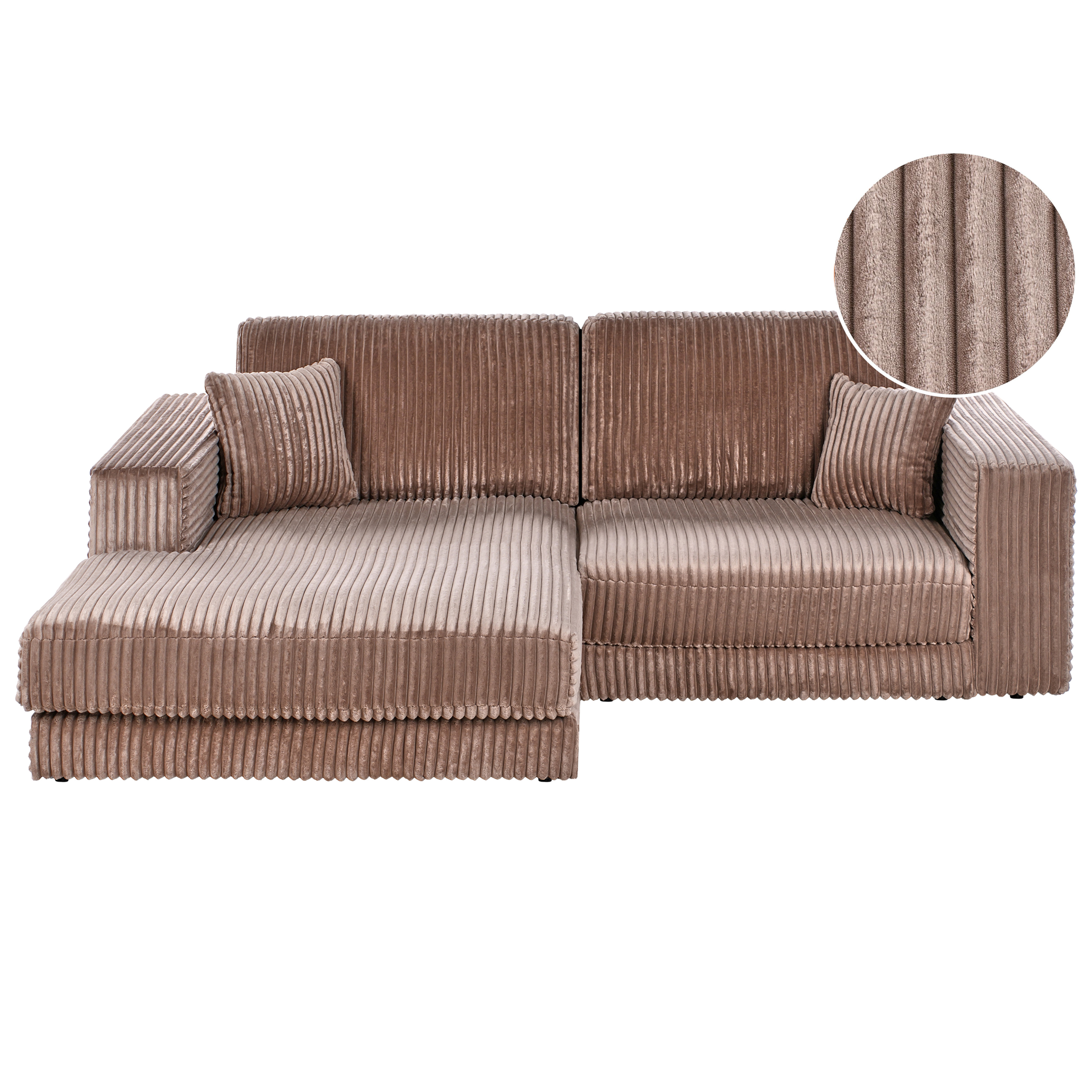 Beliani sofá esquinero lofoten pana marrón claro 3 plazas derecha