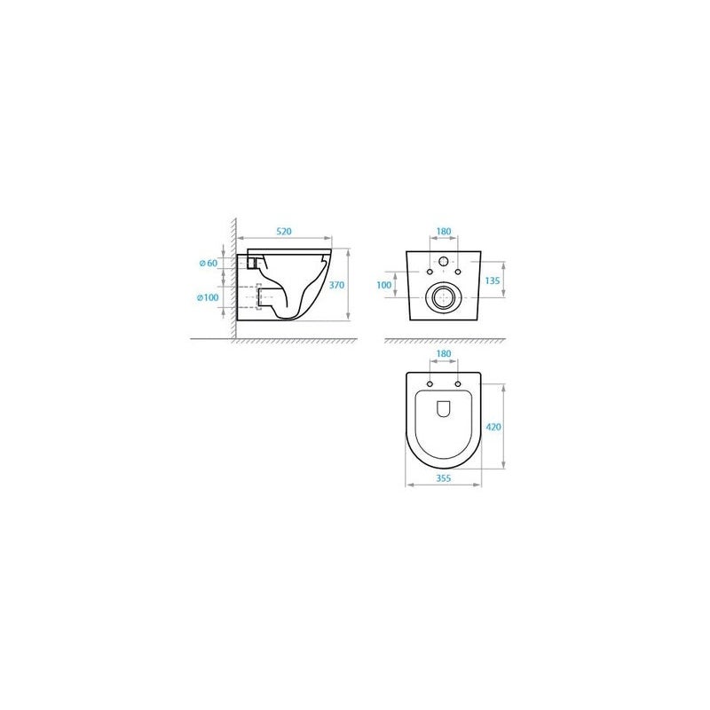 BÂTI SUPPORT GEBERIT PACK CITERNE ENCASTRÉE ET BOUTON DELTA 01 BLANC AVEC LE TOILETTE SUSPENDU ROUND SMART 52CM TOR 3 AVEC SIÈGE FIN - 8
