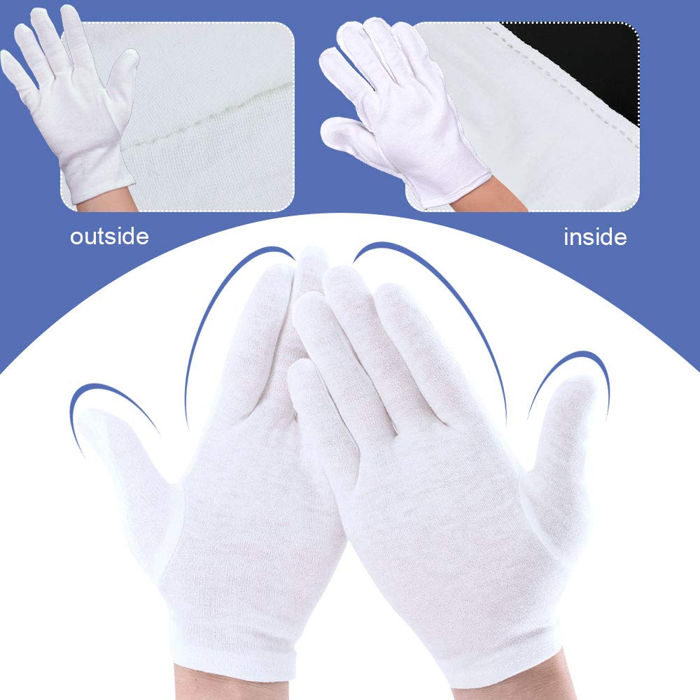 12 Paires de Gants en Coton Blanc, Gants en Coton, Confortables et Respirants, Gants de Coton Blanc Réutilisables Gants Blancs Gants Coton - 4