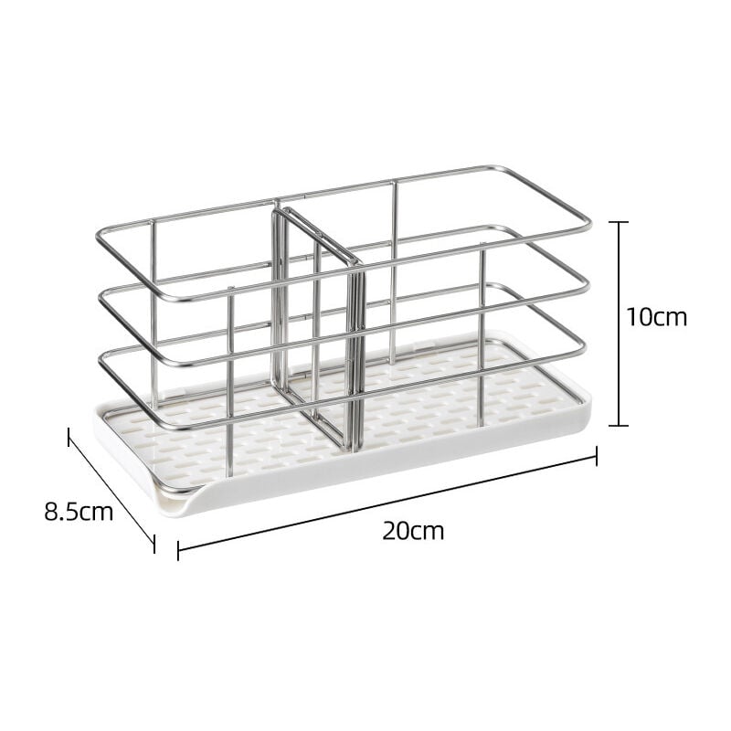 Uchwyt na gąbkę ze stali nierdzewnej – wielofunkcyjny organizer do zlewu kuchennego – ociekacz do naczyń, mydelniczka, regulowany talerz wiszący - 2