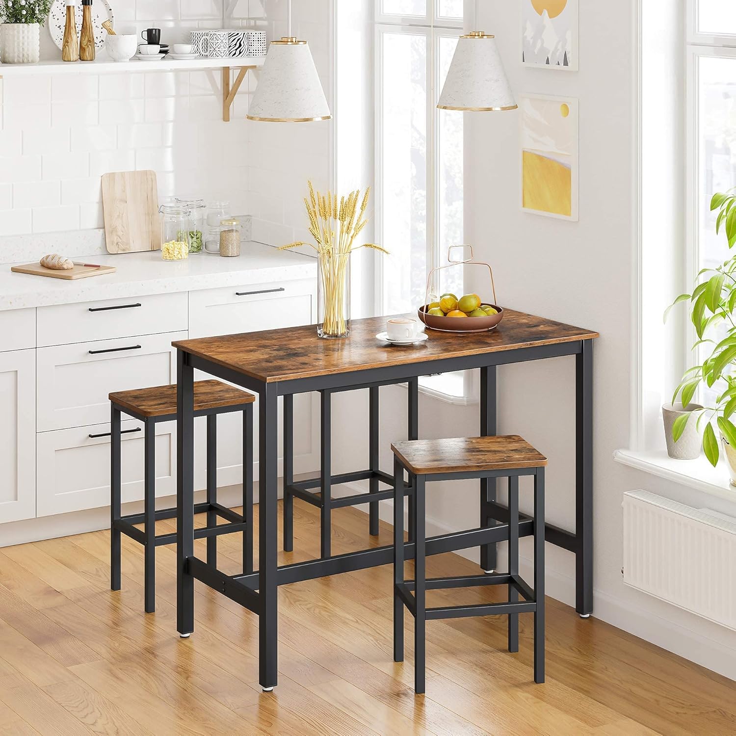 Ensemble Table et Chaises, Table à manger, Style Industriel, Marron Rustique et Noir - 3