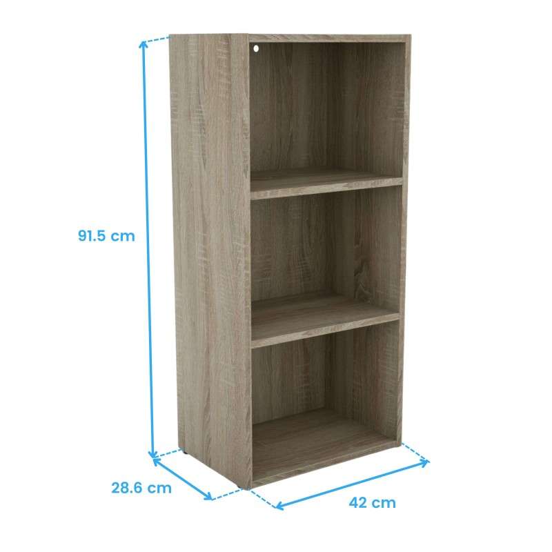 Estantería de Salón Plea, Mueble Organizador Comedor Roble Sonoma 1 armario 3 puertas, 1 estantería 3 niveles Melamina 42x184x29 cm - 5