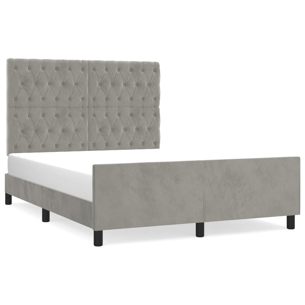 Cadre de lit sans matelas en velours gris clair pour la chambre, 140 × 200 cm - 2