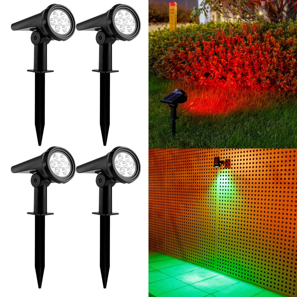 Zestaw 4 dekoracyjnych lamp solarnych do ogrodu, chroniących oczy, 7 LED [efekt zmiany kolorów]