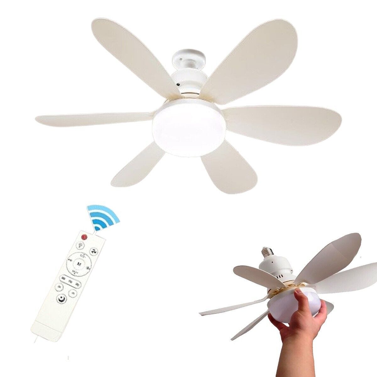 Ventilatore da soffitto con attacco E27, con telecomando, 3 velocità di Ventilatore da soffitto con attacco E27, con telecomando, 3 velocità di
