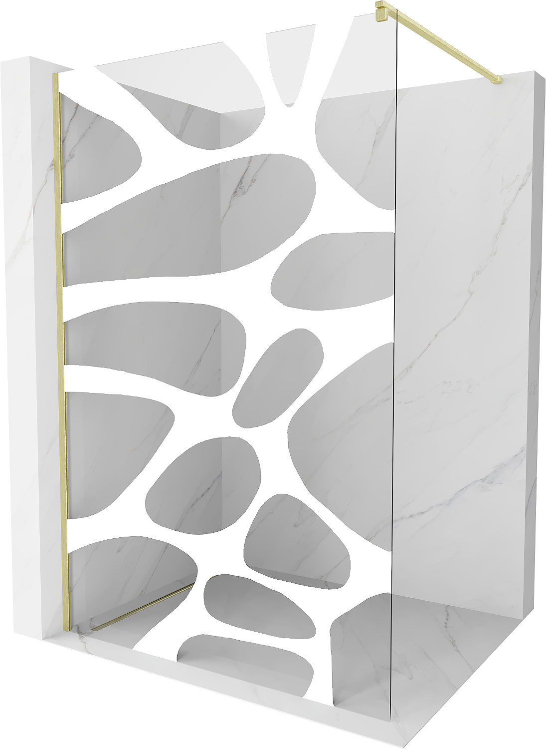 Mexen Kioto ścianka prysznicowa Walk-in 80 x 200 cm, biała fala 8 mm, złota szczotkowana - 800-080-101-55-97