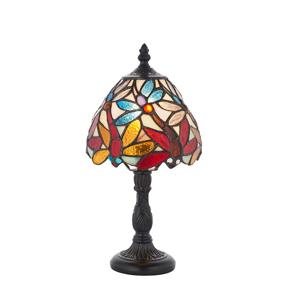 Lampa stołowa ozdobna LORETTE multikolor czarna 1xE14x15W szkło wym:32x15x15cm IP20 Tiffany