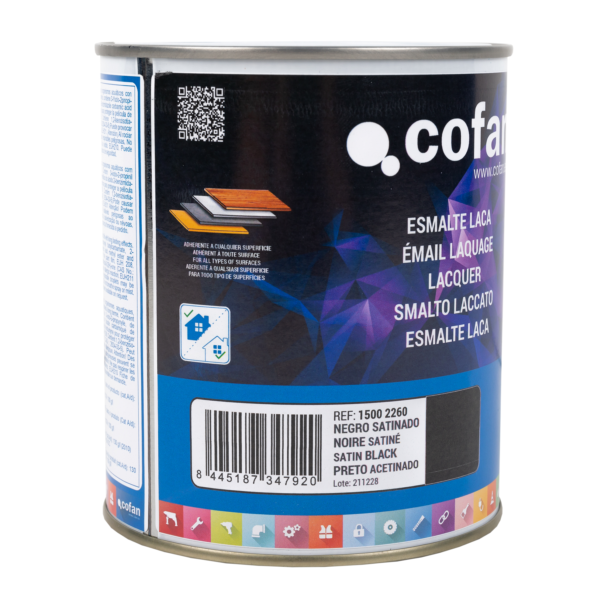 Smalto laccato a base d'acqua Colore bianco satinato Capacità 4 L - 2