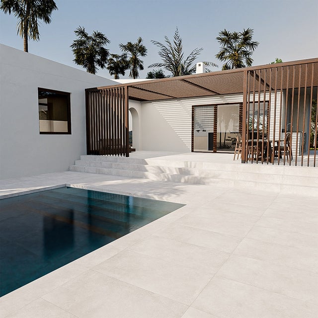 Béton Terre Blanc 20 mm Extérieur - Carrelages 61x61x2 cm 20 mm - CCN 3000 60x60 GRIP R11 20 mm