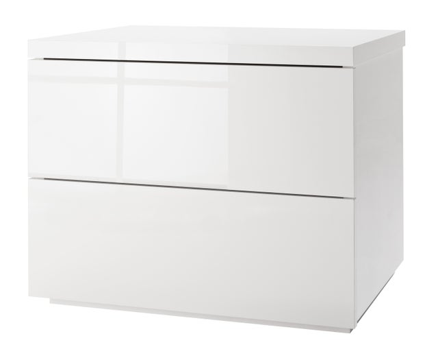 COMPOSAD | Comodino Linea PRIVILEGIO con 2 Cassetti senza Maniglie, Comodino Camera Da Letto, (LxAxP) 55x41x44 cm, Bianco Laccato, Made in Italy