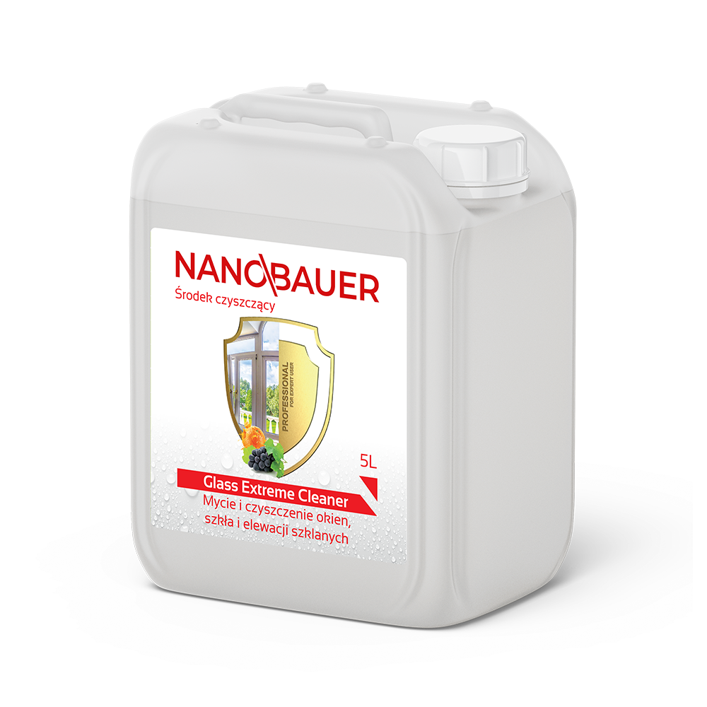 Niezawodny Płyn do mycia okien luster szkła GLASS EXTREME CLEANER 5L NANOBAUER