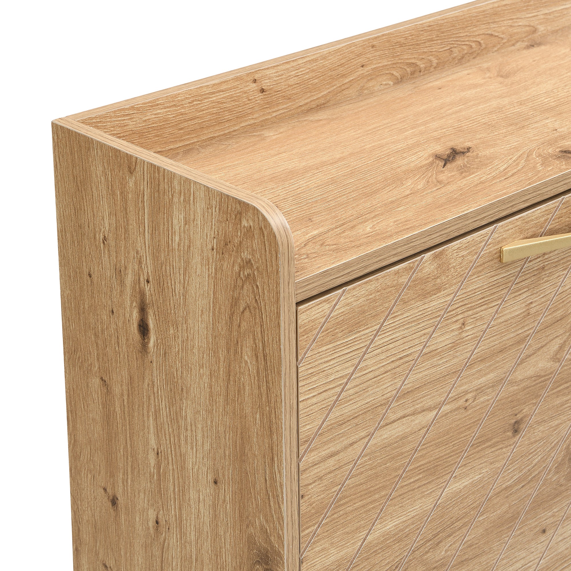 Meuble à chaussures moderne 108.5x24x100cm - avec 4 portes - MDF - Naturel - 9