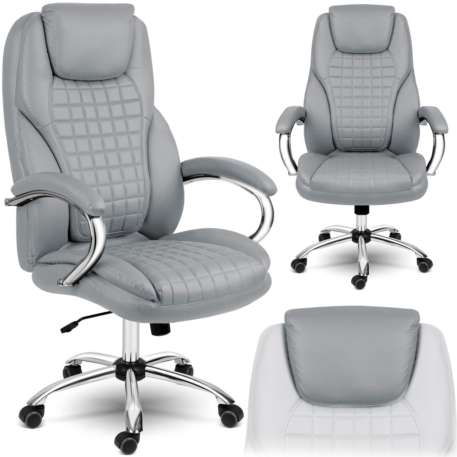 Fotel biurowy obrotowy ergonomiczny ekoskóra Batory jasny szary Sofotel