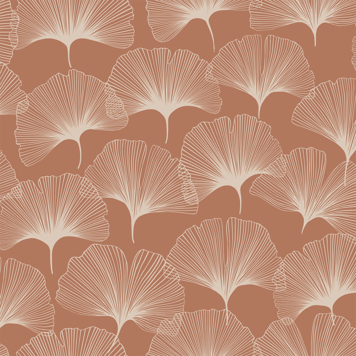 Papier peint feuilles de ginkgo terracotta - 53 cm x 10.05 m - ESTAhome - 7