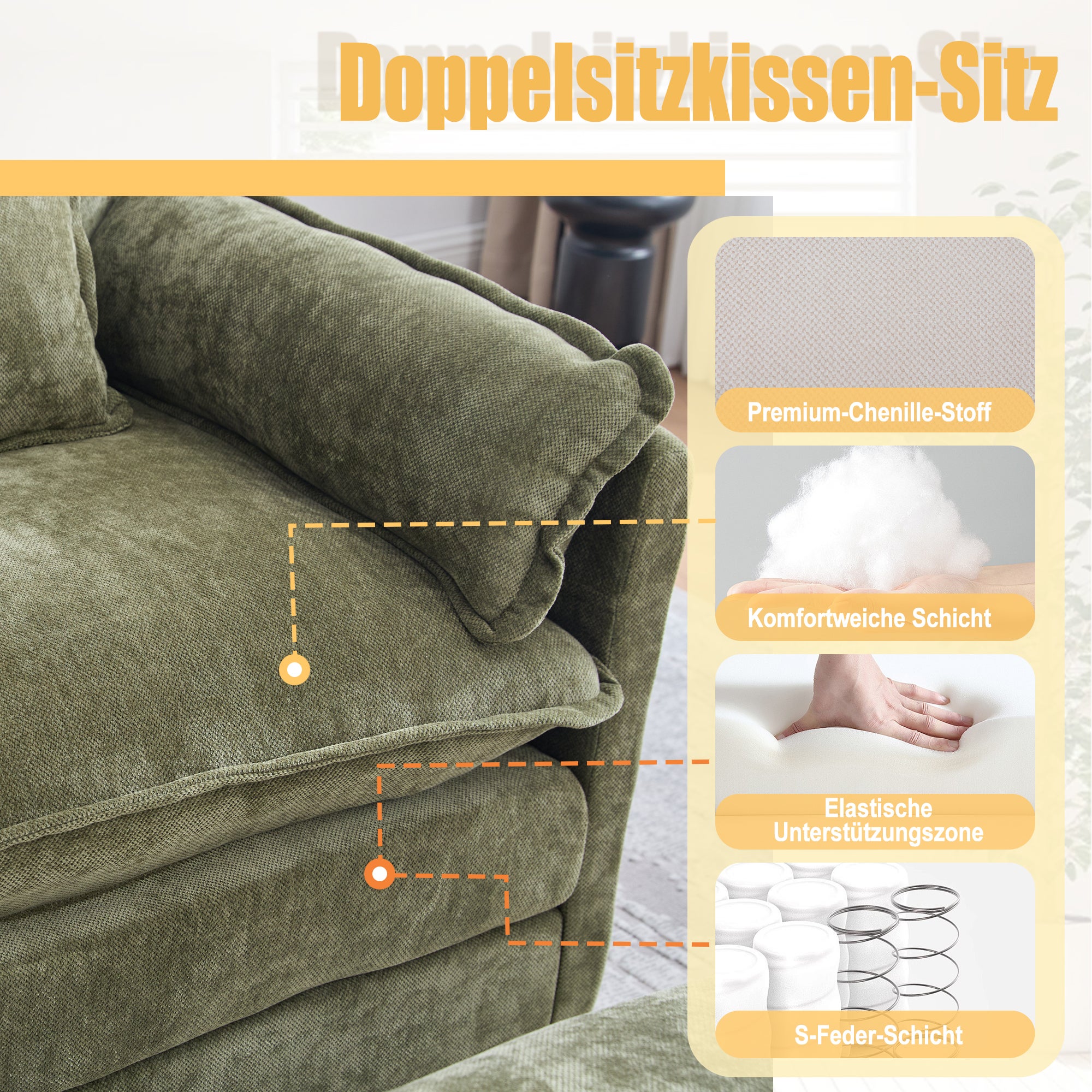 Fauteuil Relax , 3 Places Avec Coussins Et Accoudoirs À Poches Revêtement Chenille Vert - 5