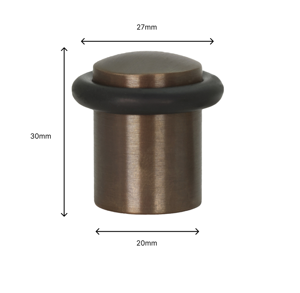 Lot de 4 Butoirs de porte 20 x 30 mm pour sol, laiton rustique avec caoutchouc de protection, montage à vis, EVI Herrajes - 4