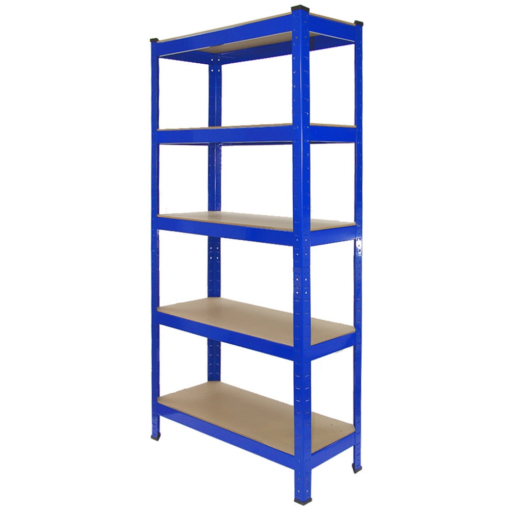 10 Scaffali In Acciaio Senza Bulloni Q-Rax Blu Larghi 90cm Per Magazzi