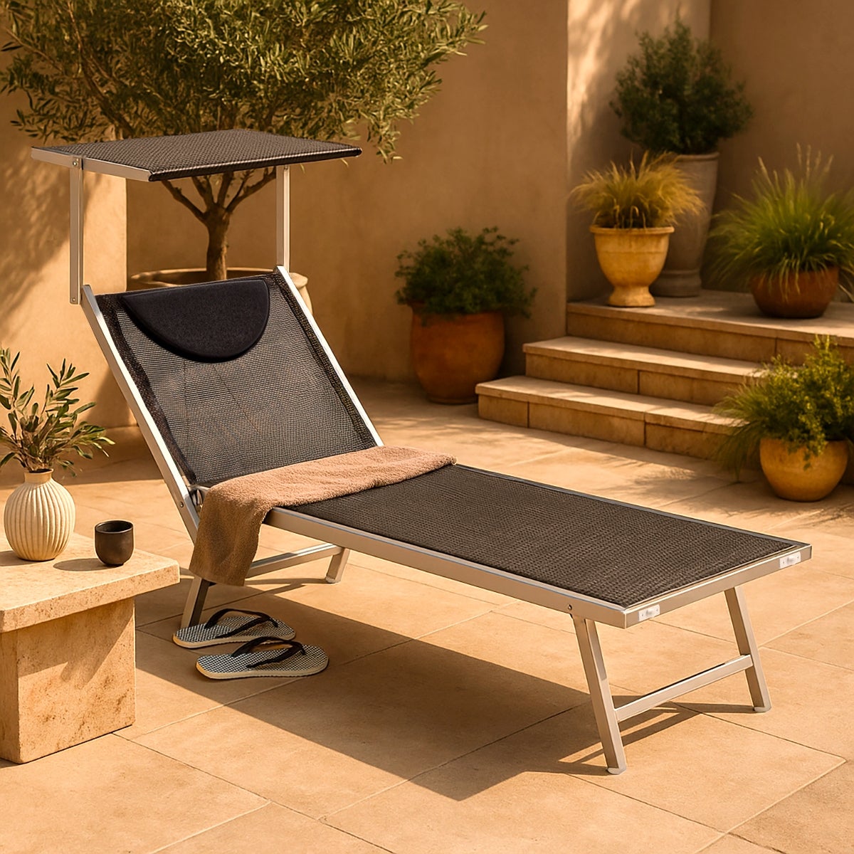 4 transats de plage bains de soleil en aluminium Santorini Limited Edition - 3