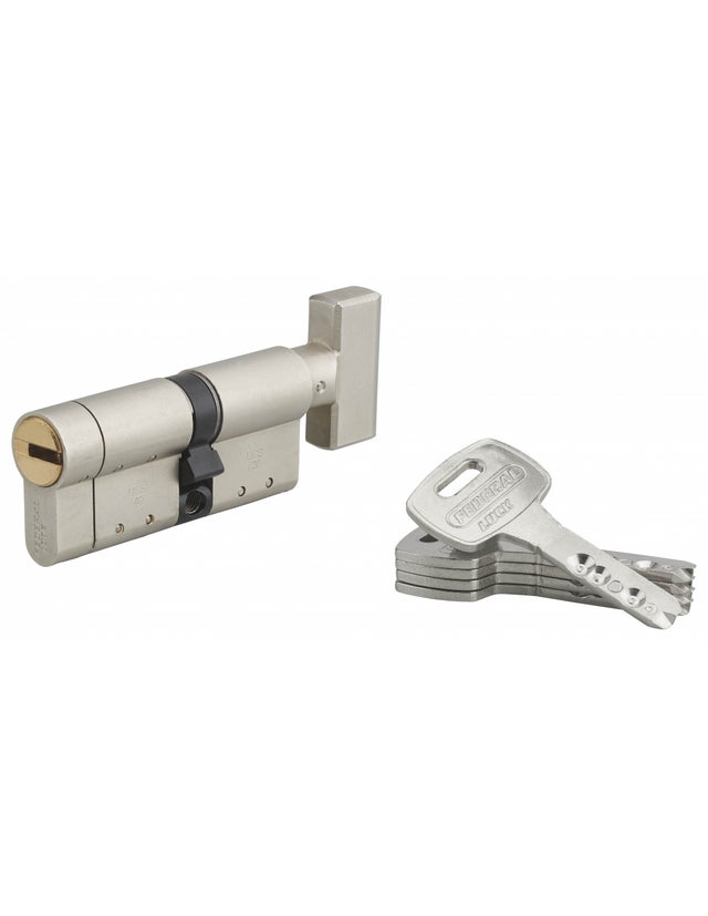 THIRARD - Cylindre de serrure à bouton Federal S, 30Bx40mm, nickel, anti-arrachement, anti-perçage, 5 clés - THIRARD
