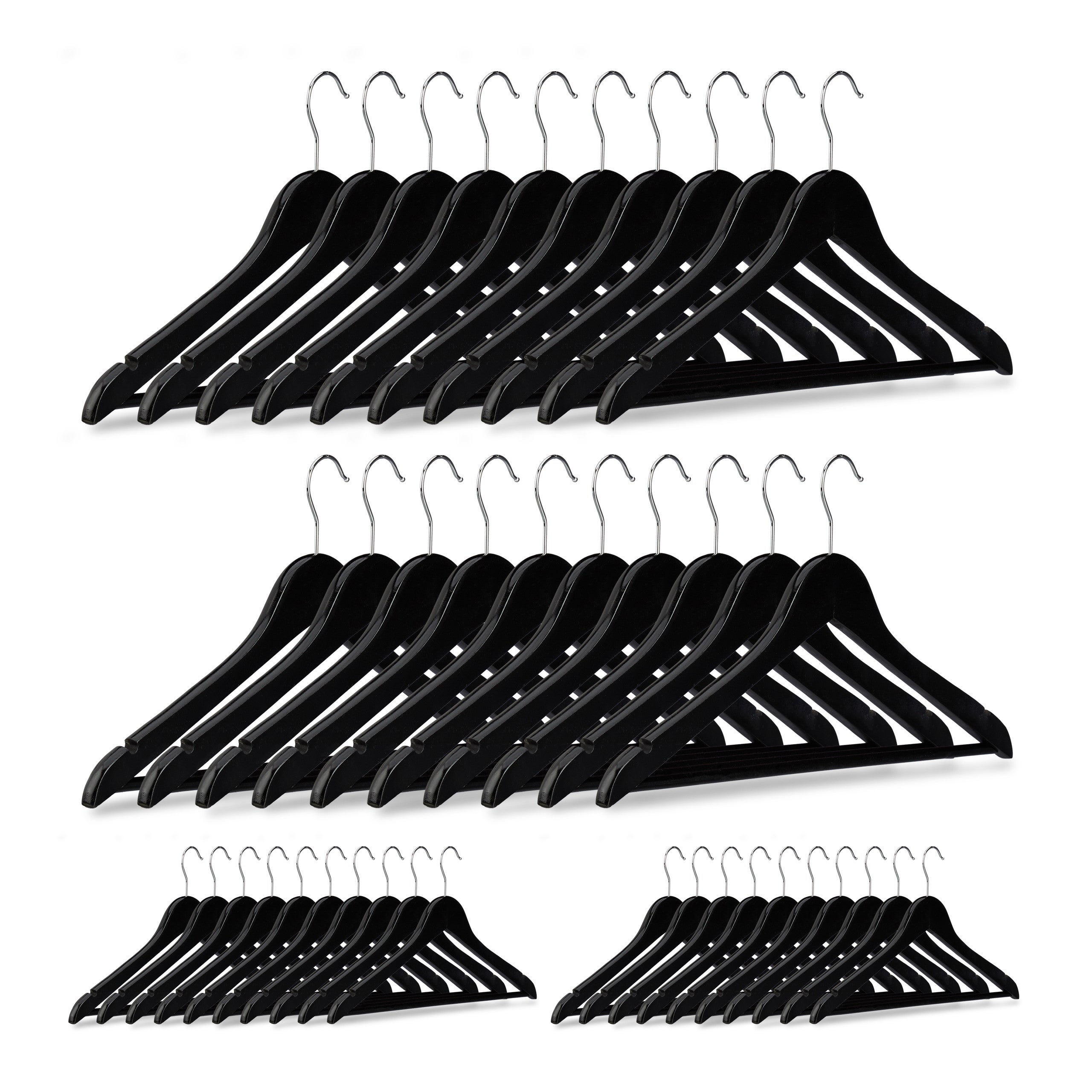 Hangerworld 30 Grucce Legno D'Acero 45cm – Appendini Con Gancio Girevole E Barra Per Pantaloni