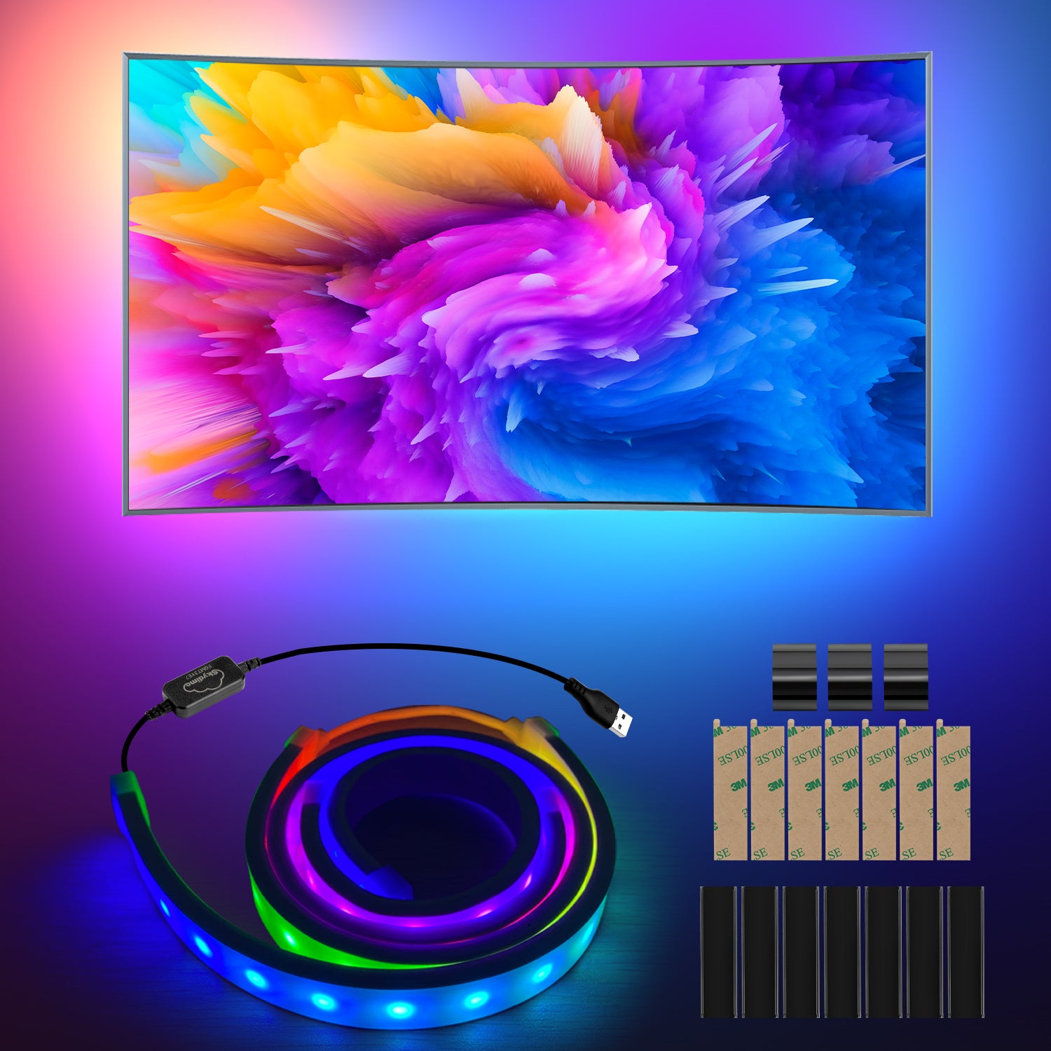 27 pouces Bande LED pour bureau de jeu Bande LED RGBIC pour écran PC Rétroéclairage PC Éclairage Led USB avec contrôle App - 6