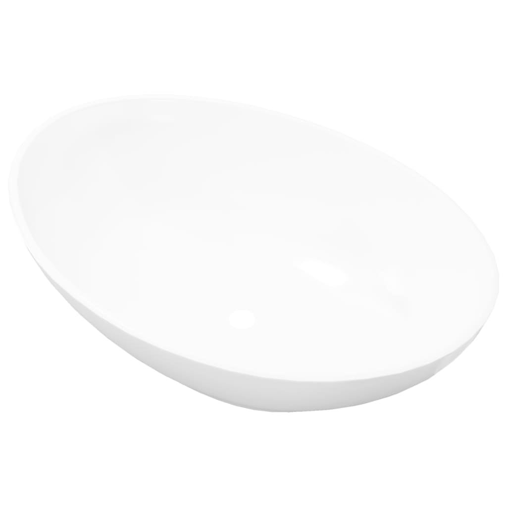 Lavabo en forme ovale Céramique 40 x 33 cm Blanc vidaXL - 2
