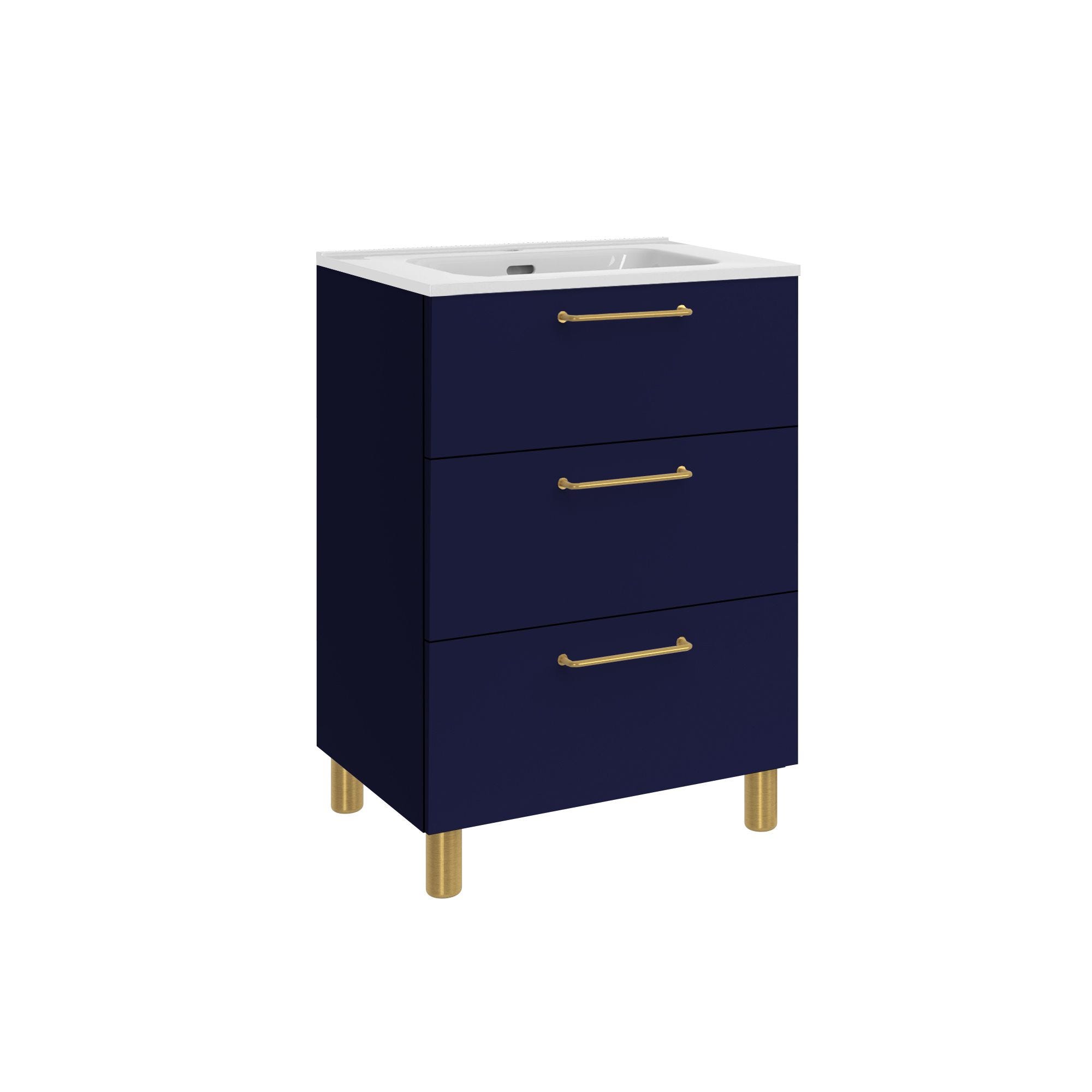 Meuble de salle de bain avec lavabo simple et meuble sous-vasque 61 cm, Bleu Marine | France Meuble de salle de bain avec lavabo simple et meuble sous-vasque 61 cm, Bleu Marine | France