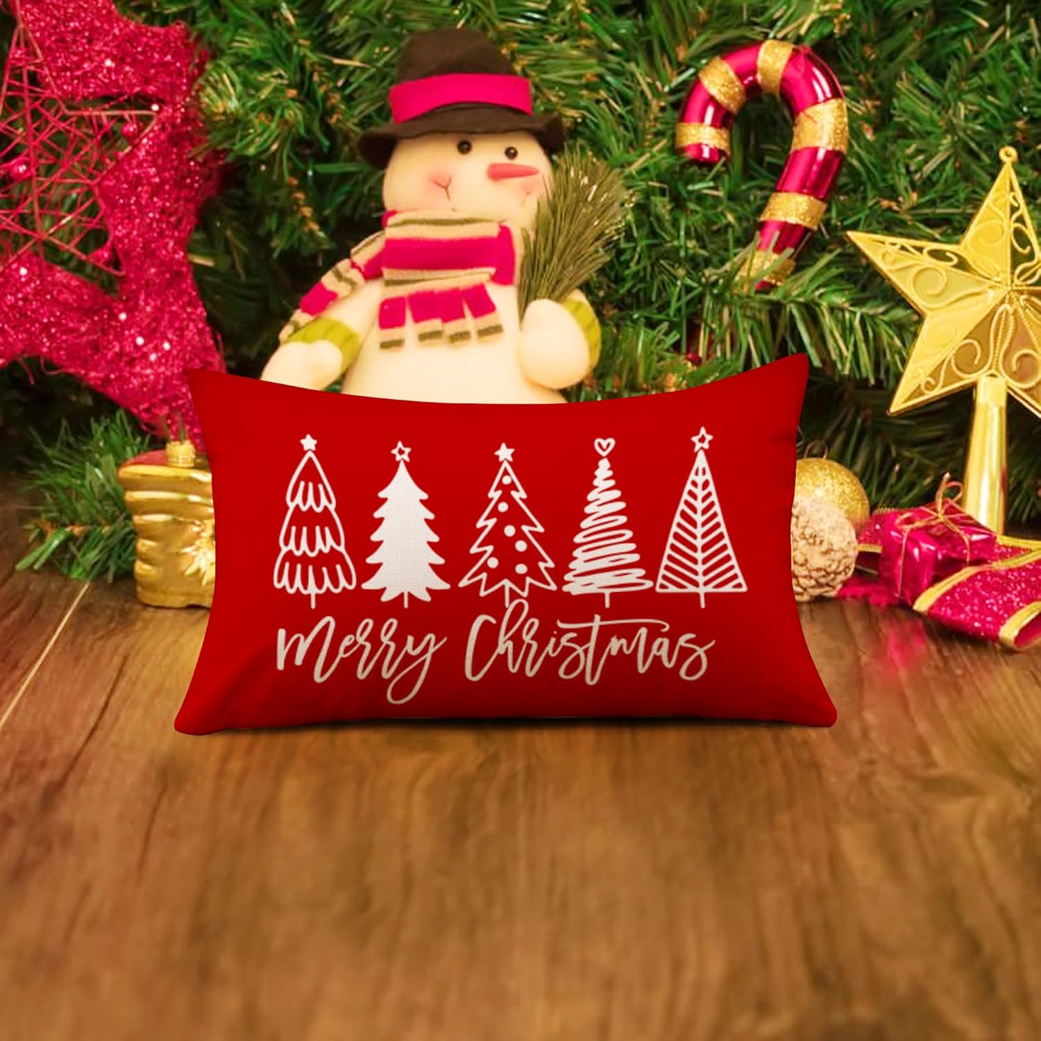 2 Housse Coussin père Noël Wapiti Coton， Décoratif Taie d'oreiller pour Decoration Noel 30 x 50 cm - 4