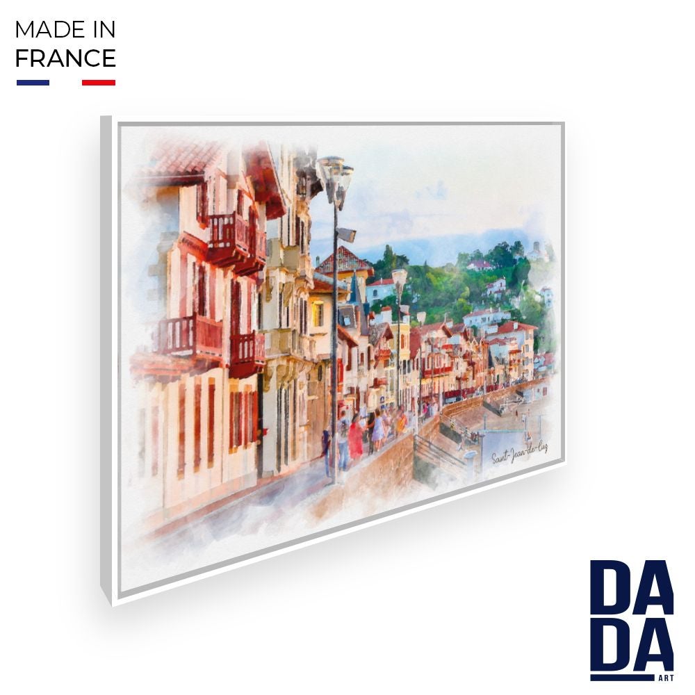 Tableau Rue de Saint-jean-de-luz / 45x60cm / Cadre Blanc / Fabriqué en ...