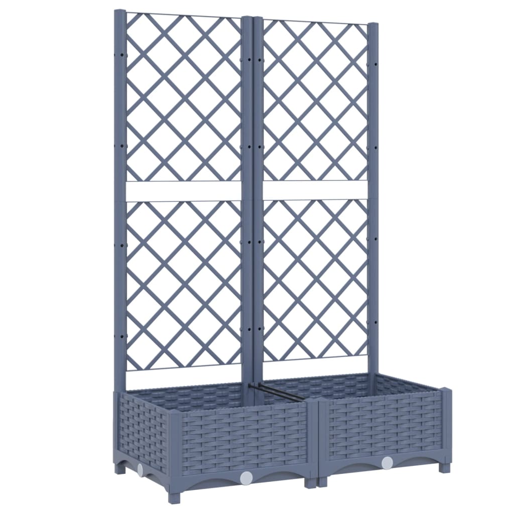 Maison Exclusive - Vaso de jardim com treliça azul-acinzentado 80x40x121,5 cm PP - 2