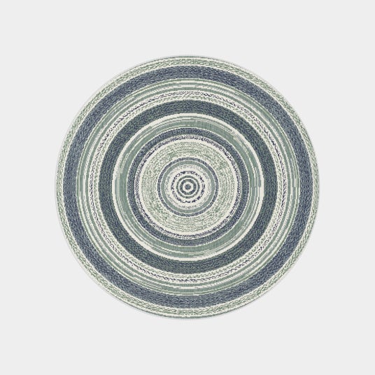 Découvrez Tapis rond d'intérieur et d'extérieur Agra Crème/Bleu en