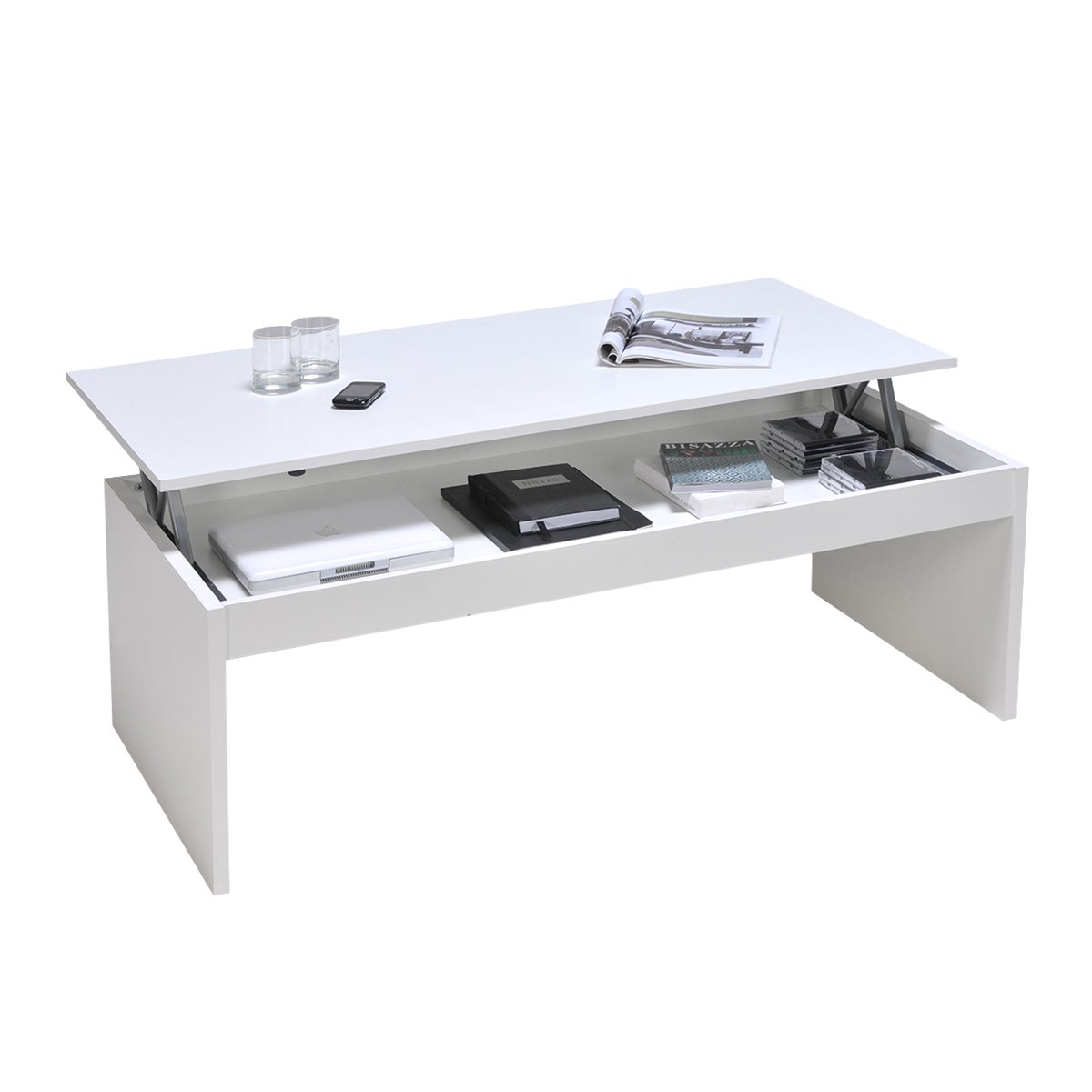 Table basse 120cm plateau relevable Darwin Blanche | Leroy Merlin