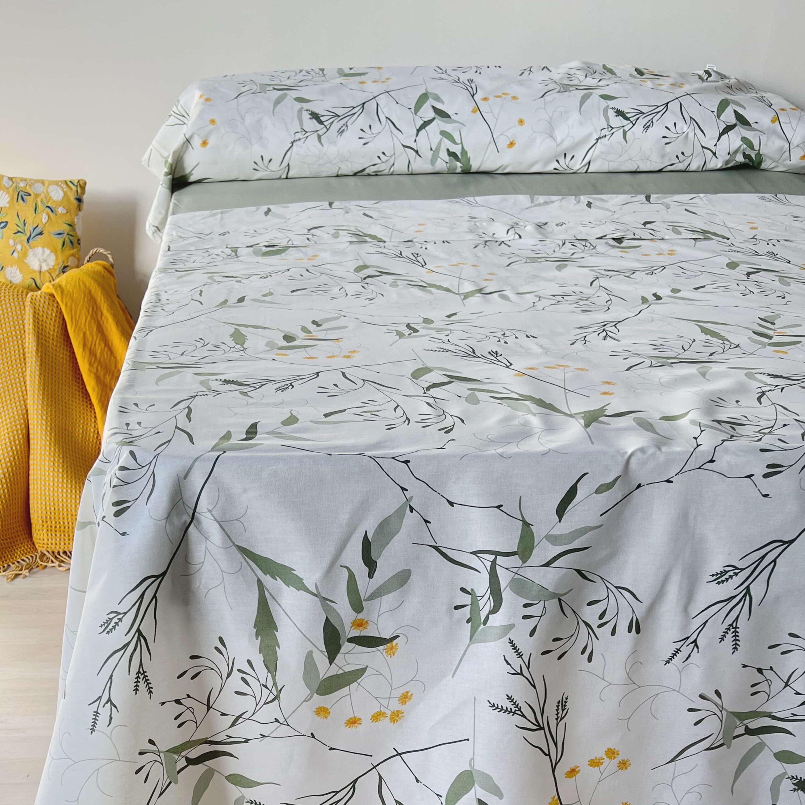 Juego de sábanas 100% algodón 4 piezas blancas melisa - cama 150 cm