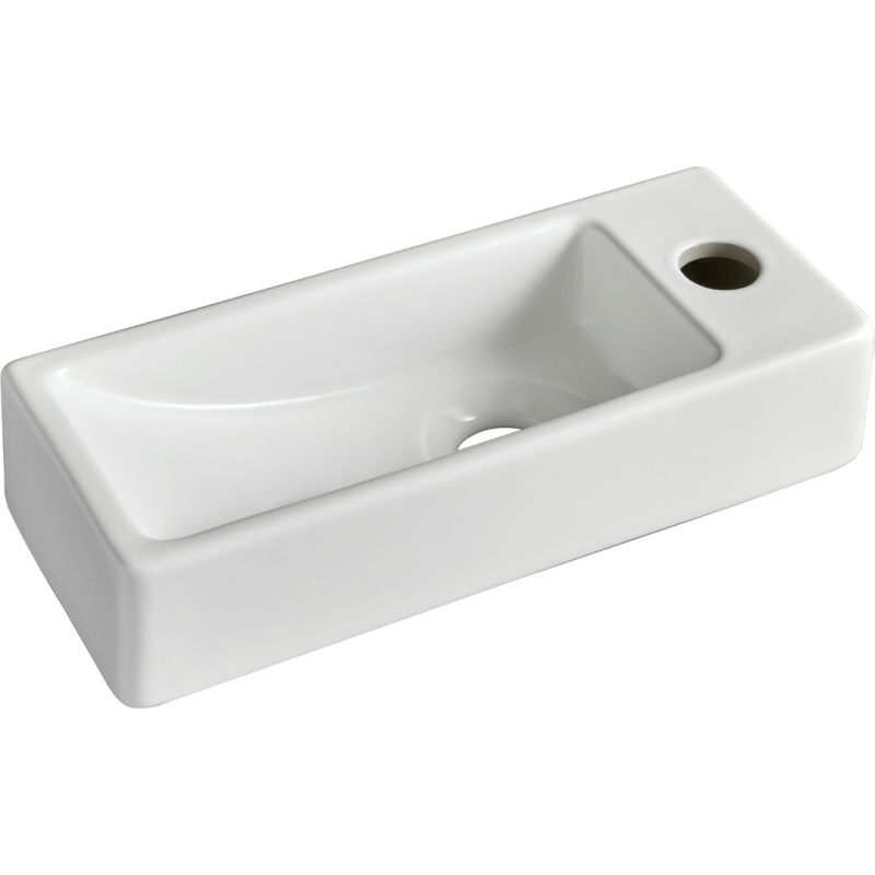 Lave-mains gain de place à suspendre 37 x 15 cm - robinet à droite - Longine - 2