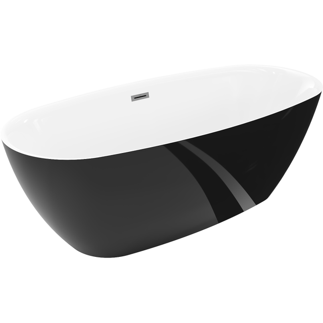 Mexen Luvo Slim wanna wolnostojąca 170 x 75 cm, biała/czarna, przelew gun gray szczotkowany - 52801707575-66