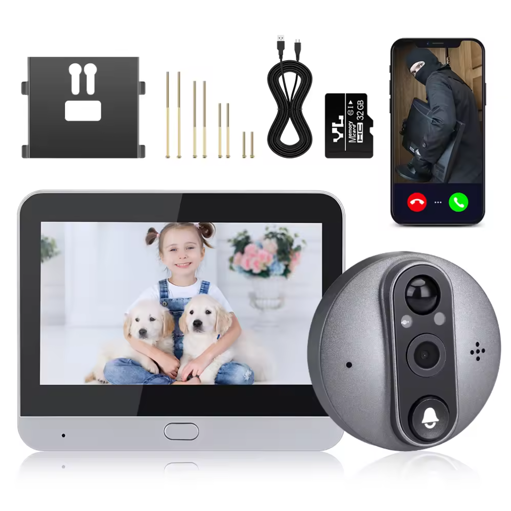 Judas Vidéo Connecté Tuya – Caméra De Porte Numérique – Écran + Moniteur – Wi-Fi