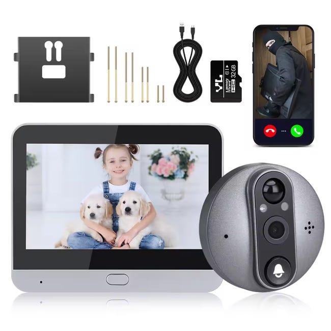 Vidéo numérique Wi-Fi Tuya avec sonnette connectée, écran LCD 4,3 ...