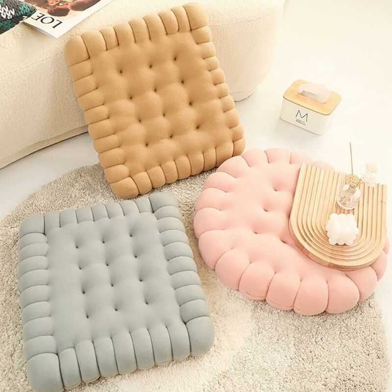 (Bege) Linda almofada retangular imitando cor biscoito para assentos, pisos, bares e salas de jogos! - 3