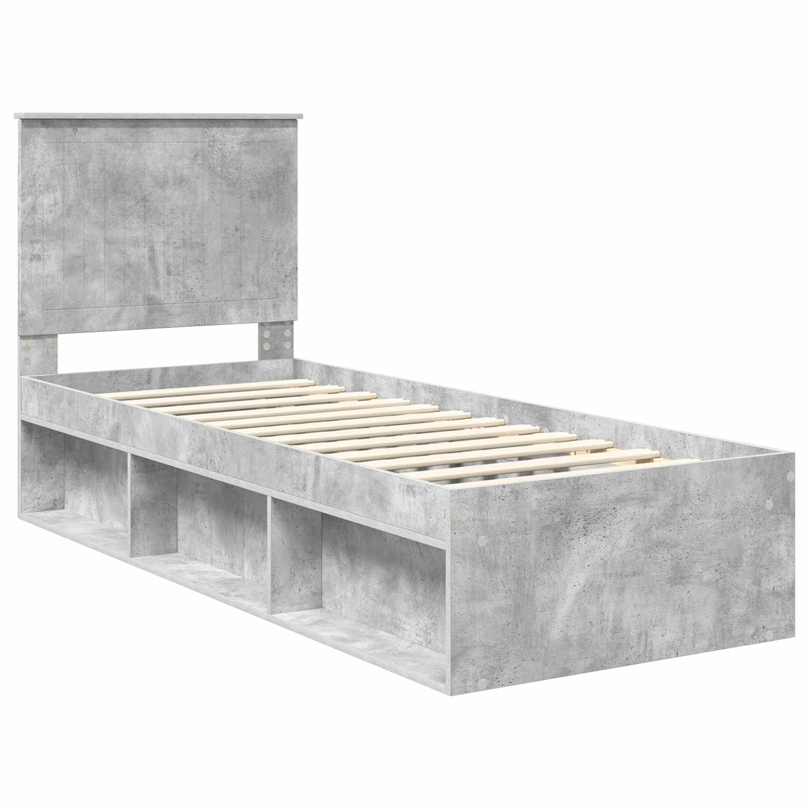 Cadre de lit gris béton 75 x 190 cm, bois de pin massif - 4