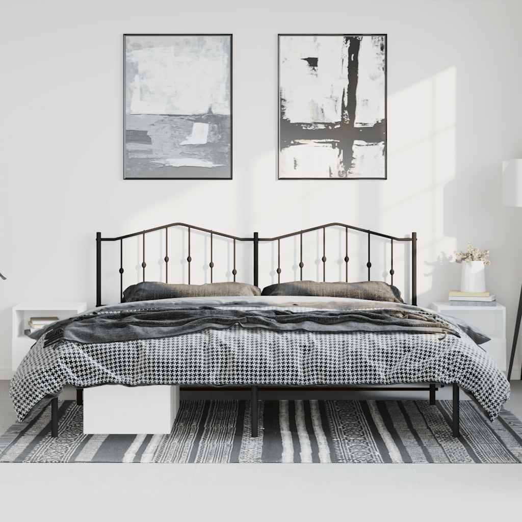 Estructura cama sin colchón con cabecero metal negro 183x213 cm vidaXL - 4