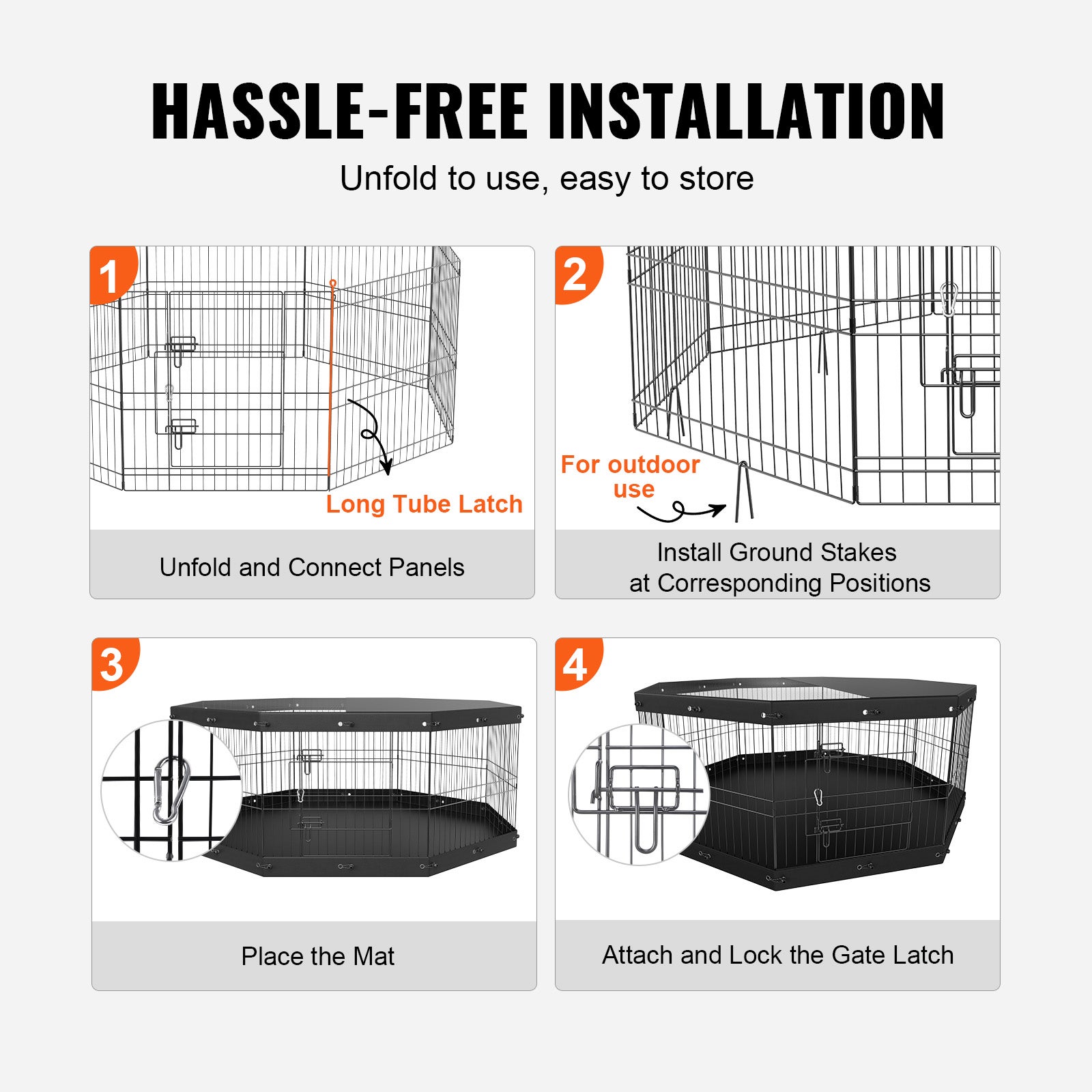 recinto per cani a 8 pannelli,SucceBuy recinto pieghevole in metallo per esercizi con copertura superiore e imbottitura inferiore,altezza 24