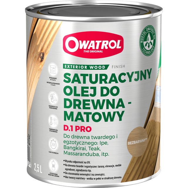 Olej do drewna Owatrol D1 PRO Olej Nasycający Drewno z Ochroną UV Clear 2.5L