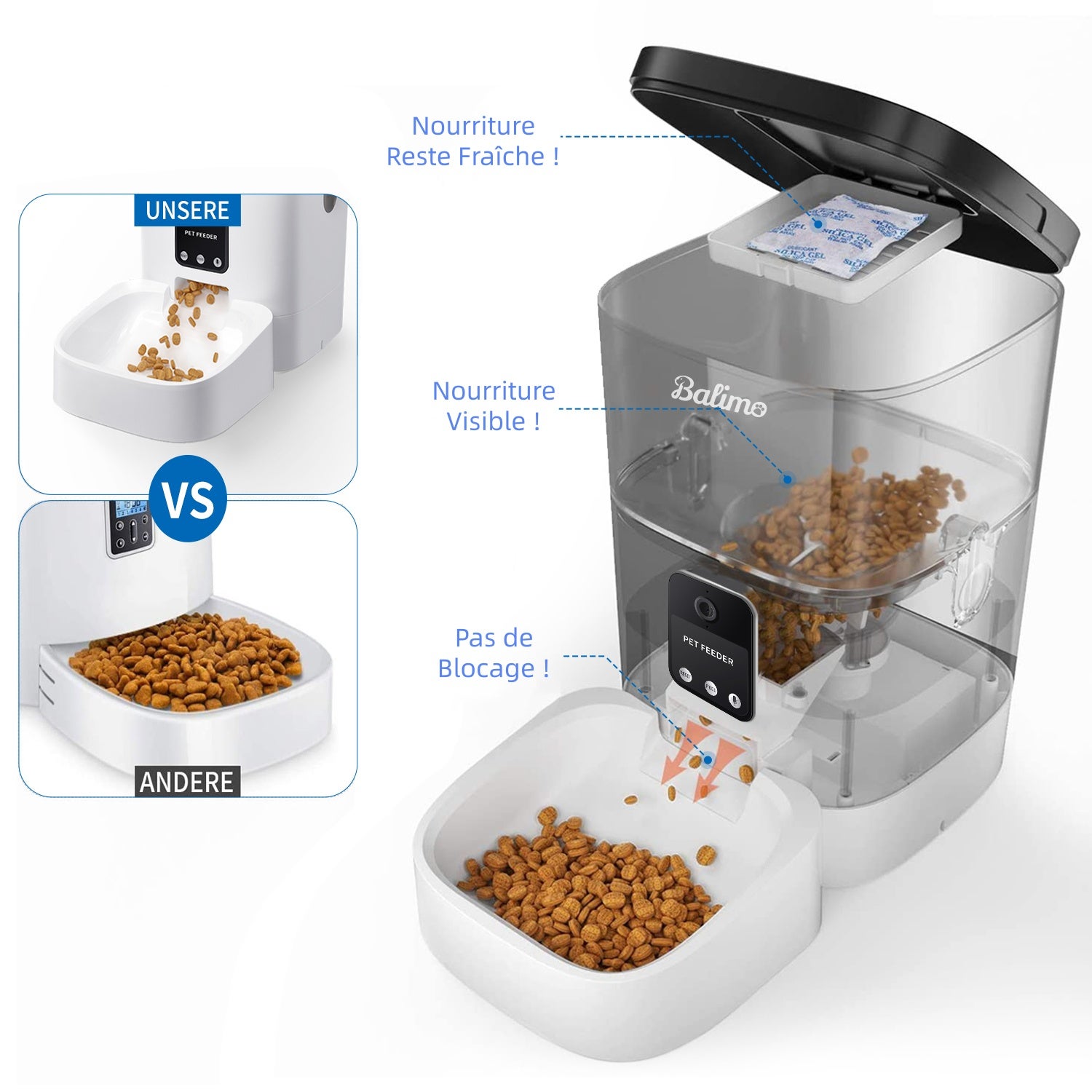 3L Distributeur Automatique de Nourriture pour Chats et Chiens ，WiFi 2.4G ,Distributeur Croquettes Automatique - 5
