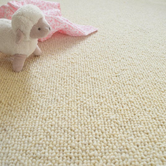 Moquette pure laine vierge bouclée - Latoon - Ecru - Rouleau de 4m x 1m