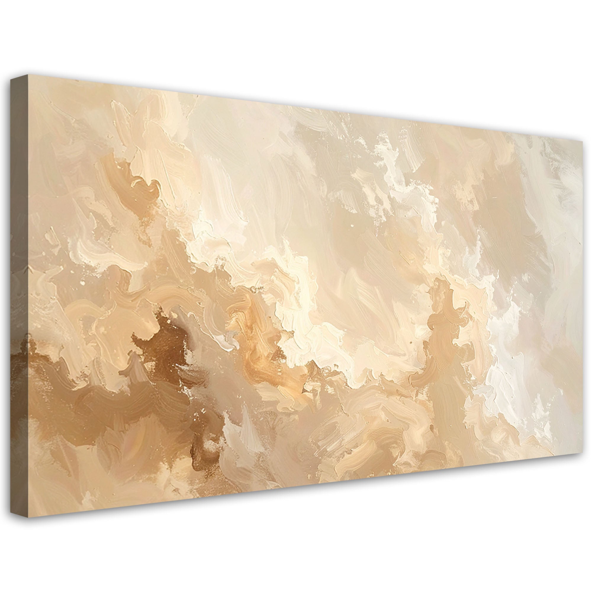 Obraz do salonu sypialni biura spa, Pastelowa Abstrakcja imitacja farby w kolorach beżu 80x40