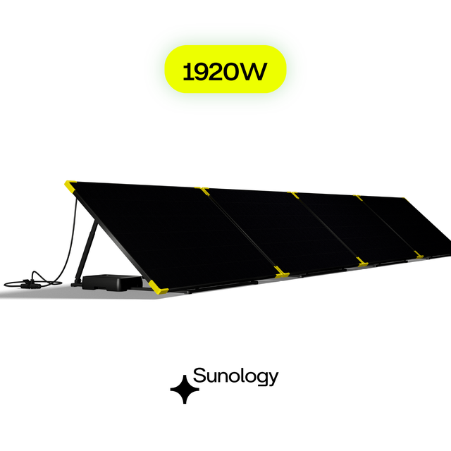 Sunology PLAY - Kit 4 panneaux solaires complet 1920W bifacial – 4 Stations solaire livrées totalement assemblées – Installation au sol ou au mur